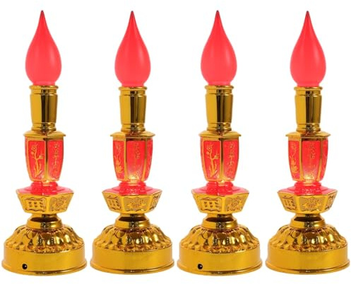 PRETYZOOM 4 Stück Kerzenlicht im buddhistischen Tempel Buddha-Kerzenlampe Retro-Kerzenlampen wok kollege tischdeko esstisch Kerzenhalter chinesische kerzenlampe geführtes Kerzenlicht Plastik
