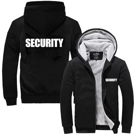 CCVQPF Herren Casual Hoodies Für Security Aufdruck Stitching Hoody Langarm Sweatshirts Zipper Sweater Sportstyle Jacken Kapuzenmäntel Mit Tasche Outwear Tops-Black||XL
