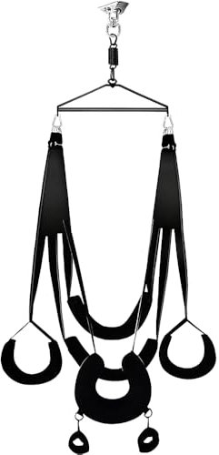 Deluxe Set breit Neu Liebesschaukel Sexschaukel für die Decke 360-Grad-Drehung Deluxe Liebesschaukeln mit U-förmiges Sex Kissen und Handschellen & 4 Extra Breite Polstern Sex Möbel Sex Swing Belastb