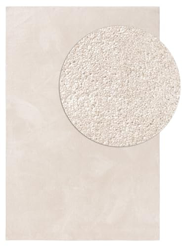 benuta Nest Waschbarer Teppich Nina - Creme 160x230 cm - Kunstfaser - Rechteckig & im Style: Uni, Minimalistisch - Pflegeleicht für Wohnzimmer Schlafzimmer