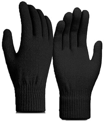 Heré Mood Strickhandschuhe & Winterhandschuhe Warme Handschuhe Winter Rippstrick Damenhandschuhe Outdoor Herren Radfahren (Schwarz)