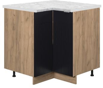 Vicco Eckschrank Fame-Line, Schwarz gestreift, 80.5 cm, AP Marmor