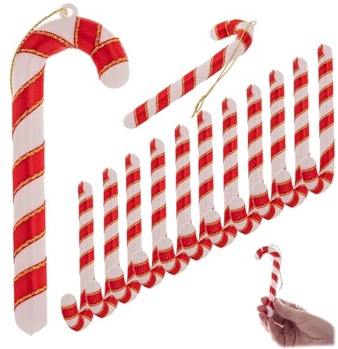 KADAX Zuckerstangen für Weihnachtsbaum, Zuckerstange im klassischen Rot-Weiß-Design, Weihnachtsdeko, Weihnachtsbaumschmuck, Christbaumschmuck (12 Stück)