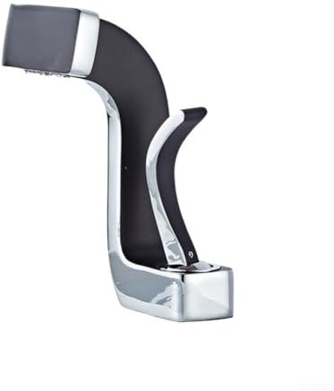 Robinet en laiton de luxe pour lavabo de salle de bain chaud et froid, design cascade (noir + argent)