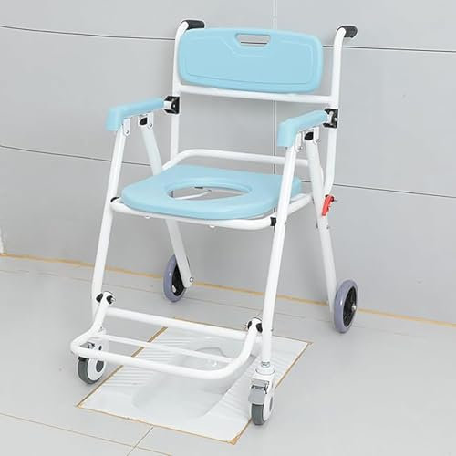 QJWM Dusch-Toilettenrollstuhl Faltbarer Nachttisch-Toilettenstuhl Mit Rädern Für Senioren Und Behinderte Erwachsene A