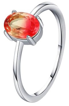 KnSam 9K Au375 Weißgold Verlobungsring, Ovalschliff Rot Labor Erstellt Rubin Trauringe Gold 375, Solitärring Freundschaftsringe Echtgold Schmuck, Gr.56 (17.8)