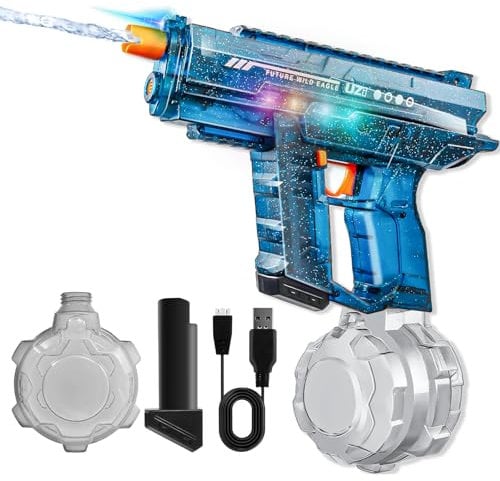 Electric Water Squirt Gun for Kids Adults - 800ml High-Capacity Water Blaster with Powerful Shooting, Cool LED Light Effects, Dual Automatic+Manual Modes, and Auto-Suction for Outdoor Summer Fun