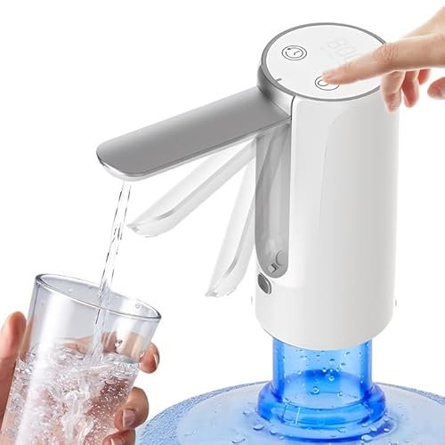 GOEDCH Bomba para botellas de agua: carga USB, bomba automática de agua potable con pantalla LCD, dispensador de agua eléctrico portátil, 3 caudales de agua fijos para el hogar, oficina, cocina,