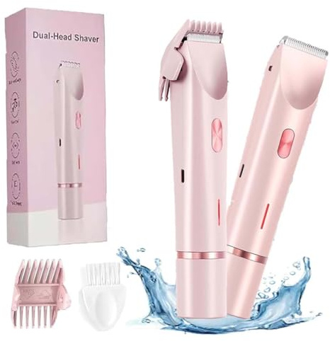 Elektrische Haarschneider für Frauen, Dual-Kopf-Trimmer für Frauen, Breezelly Rasierer, Viovex-Rasierer, Viovex 2 in 1 Haartrimmer, Elektrischer Bikini-Rasierer & Trimmer für Frauen (Rosa)