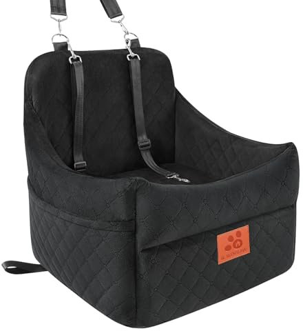 GL GLENSLAVE Hunde-Autositz für kleine/mittlere Hunde, Hundeautositz mit Dicker Polsterung unter 35 lbs, Abnehmbarer, waschbarer Autositz für Haustiere (schwarz)