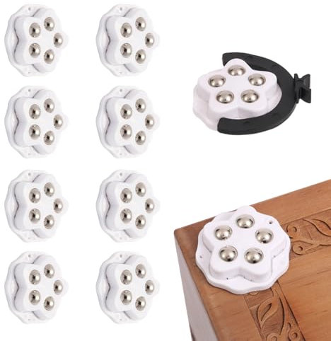 8Pcs Kugelrollen, Hochleistungs Möbelrollen,Flach Ball Roller Kugellager, Selbstklebende Kugelrollen für Möbel, universelle 360 Grad Bewegungsräder, zum Transportieren von Möbeln und Waren