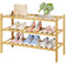 Kitsure Bambus-Schuhregal für den Schrank – 3-stufiger stapelbarer Schuhorganizer mit modularer Struktur, platzsparende Schuhablage für Eingangsbereich, 68,1 cm x 27,9 cm x 48,0 cm, Naturfarben