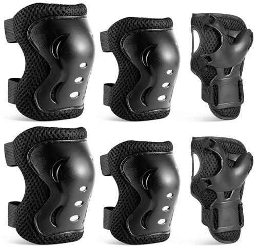 Knieschoner Kinder [6er Set], Schoner Inliner Kinder, Verstellbare Schützer Und Protektoren Für Inliner Und Schulkinder, Geeignet Für Rollschuhlaufen, Fahrräder, Laufräder Und Skateboards.