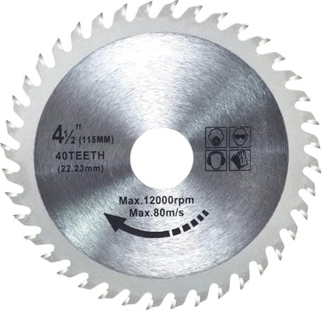 4.5 Angle Grinder Circular Saw Blade, 40 Teeth Specialized Blades Premium Circular Fine Cutting Wood Woodworking Saws Blade 115mm*40mm Multi-Material TCT Blade for Metal and Plastic