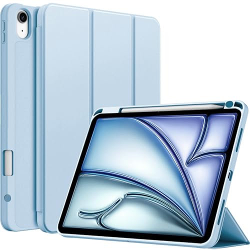 A-BEAUTY Funda Compatible con iPad Air 11 Pulgadas M3/M2 (2025/2024), iPad Air 5/4 (10,9, 2022/2020) con Portalápiz, Carcasa Antichoque, Soporte Trifold, Auto-Reposo/Activación, Lavanda