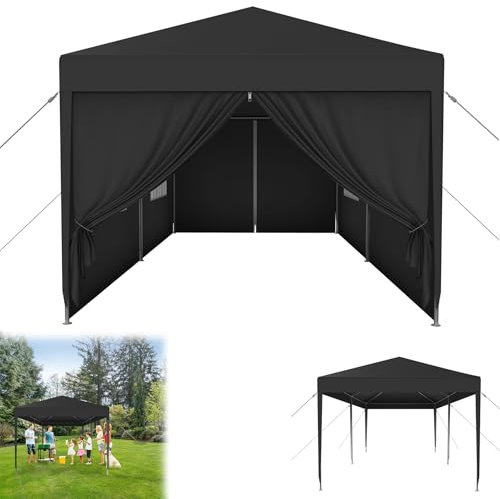 Froadp Pavillon 3x6 m, Wasserdicht Winterfest Gartenpavillon mit 6 Seitenteilen und Fenstern für Garten und Camping, UV-Schutz, Festzelt für Party, Hochzeit, Outdoor-Events (Anthrazit)