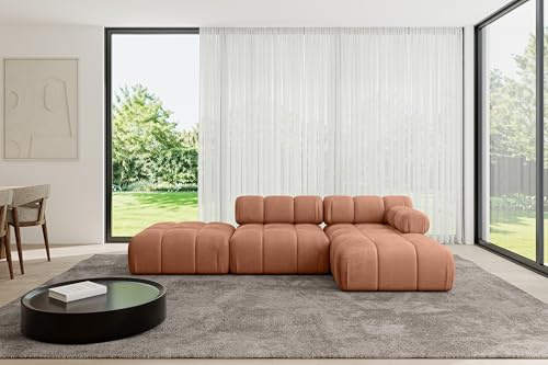 ALTDECOR Modulares Sofa Ecksofa in L-Form Corner modular Sofa Eckcouch Couch Wohnlandschaft Cauchsofa Polstersofa Lizur-L1-285x160x70 cm Apricot