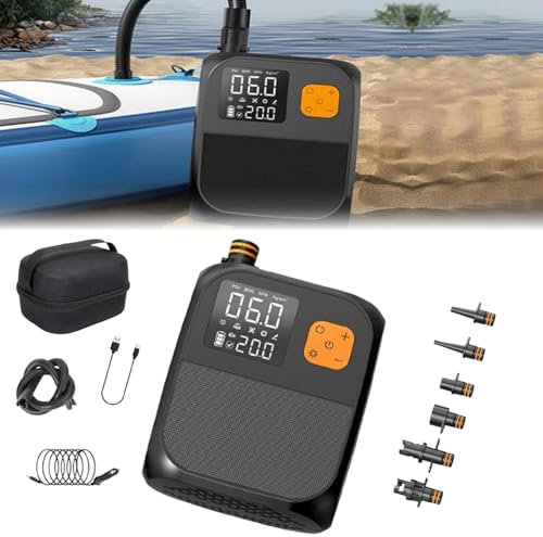 Electric Paddle Board Pump, 25PSI Portable Rechargeable SUP Pump, Quick Inflate & Deflate/Auto Off & Car Adapter Electric Compressor for Stand up Paddle Boards,Kayak,Tent
