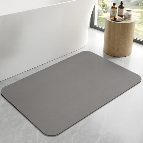ZICRO Tappetino da Bagno Antiscivolo,Super Assorbente,Ad Asciugatura Rapida,Facile da Pulire Tappetino Doccia,per Porte del, Vasca da Bagno, Doccia (Grigio, 40x60cm)