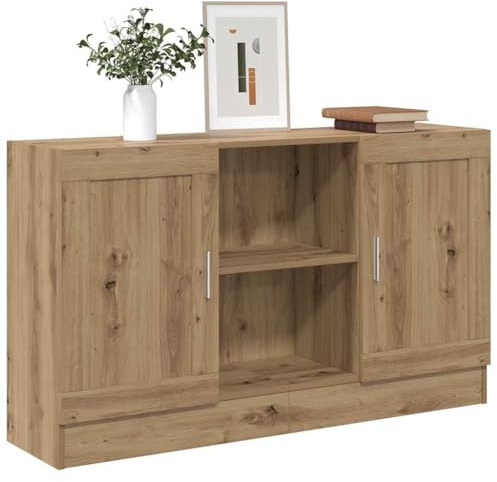 QJBSAVVA Sideboard Wohnzimmer Artisan-Eiche Holzwerkstoff 120x30,5x70 cm mit 2 Türen & 2 Fächern - Stilvolles Sideboard für Küche, Flur oder Esszimmer