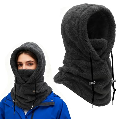 VGMANNTA Plüsch Sturmhaube Damen Herren Kapuzenschal Winter Thermo Skimaske mit Nackenwärmer Multifunktionale Wolle Balaclava Wintermütze Damen Unisex für Sport und Outdoor