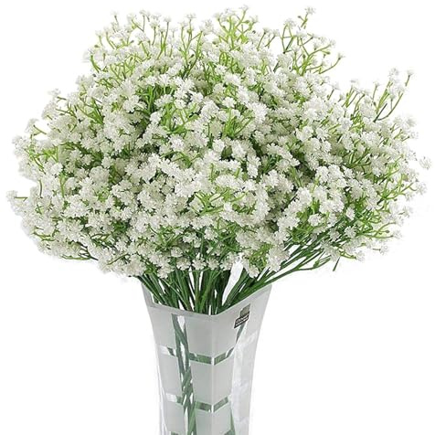 Homcomodar Schleierkraut Künstlich Blumen 6 Pcs Fake Blumen Deko Künstlich Gypsophila Kunstblumen wie echt Blumenstrauß für Hochzeit, Party, Büro Home Decoration, Weiß