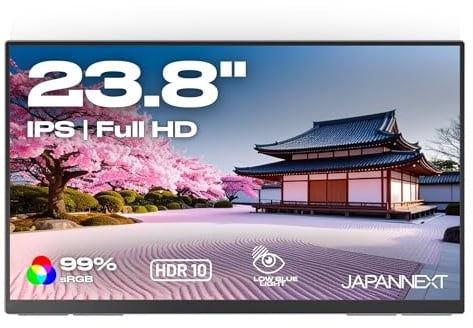 JapanNext Monitor Portátil 23,8 IPS Full HD (1920x1080) | HDR | USB-C Power Delivery (65W) | Altavoces Integrados | G-Sync/FreeSync | JN-MD-IPS238F-C6