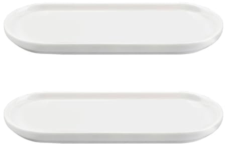 wocpvm Bandejas Cerámicas Ovaladas Blancas,Bandeja Decorativa para Baño | 24x9cm bandeja para baño, cocina y decoración