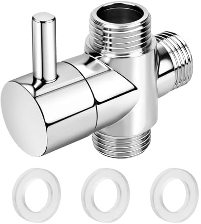EEEKit 3-Wege Duschumstellventil T-Adapter, G1/2 AG aus Massivmessing verchromt – Einfacher Wechsel zwischen Handbrause und Duschkopf, Universal Ersatzteil für Duschsysteme
