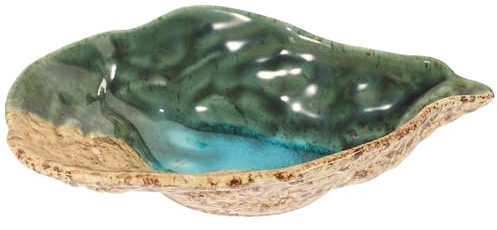 BESPORTBLE Assiette Coquille D'huître en Céramique 19 Cm Bleu Profond, Plateau Service Alimentaire Multifonction pour Fruits et Salades, Assiette Ménagère Originale pour Repas et