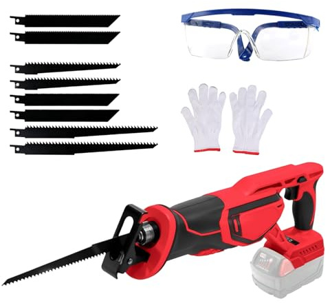 Cordless Reciprocating Saw for Milwaukee M18 18V Battery,Electric Recip Saw | Brushless Electric Saw with 8 Blades,Safety Gloves & Goggles,0-3500 SPM 4 Variable Speed for Metal PVC Wood (No Battery)