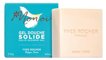 Yves Rocher Monoï - Festes Duschgel - 100 g | Feuchtigkeitsspendendes festes Duschgel für den Körper - Mandelöl & Glycerin - Cremiger Schaum, vegan