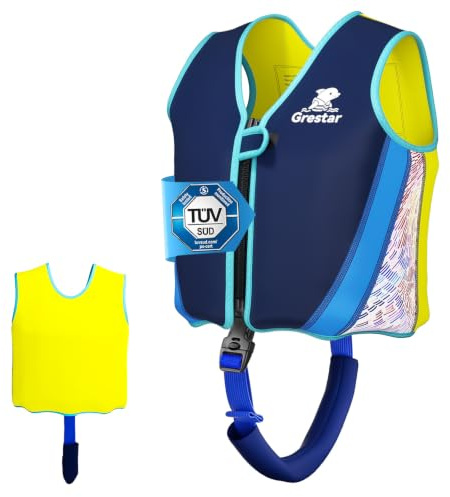 Gilet de Natation Enfant, Gilet Flottant pour Tout-Petit,Veste d'Entraînement de Natation avec 8 Flotteurs Amovibles, Sangle de Sécurité & Boucle, Veste Flottante pour Enfants Âge 2-6/15-30KG