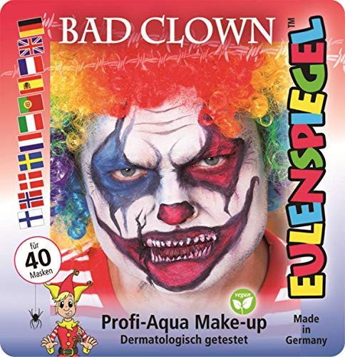 Eulenspiegel 204115 - Schmink-Set Bad Clown, für ca. 40 Masken, Schminkfarben, Karneval, Mottoparty