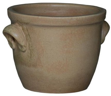 KERAZO Keramik Pflanzkübel Blumentopf Pflanztopf Venus II 32x23cm - antik beige - mit Henkel für einfaches Tragen und Heben