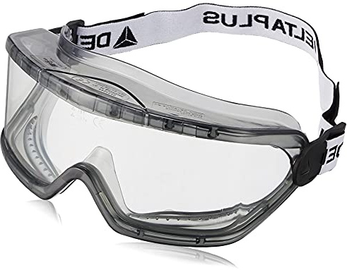 Deltaplus GALERVI Polycarbonat-Maskenbrille - Indirekt Belüftung, Farblos, Größe Einstellbar, Transparent, Einheitsgröße