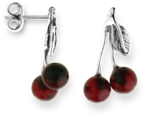 InCollections Damen-Ohrstecker 925/000 Sterlingsilber mit Bernstein, Kirschen 0010265340890