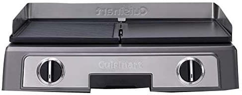 Cuisinart Plancha Entertaining Gril Double Face- Grande Plancha Electrique, Plaque de Cuisson Teppanyaki pour la maison - Plaque amovible non adhérente, Deux zones de température allant jusqu'à 260°C