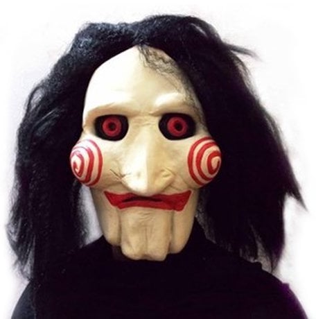 thematys Saw Jigsaw Maske Halloween – Gruselige Vollkopfmaske aus Latex, Horror-Merchandise, Perfekt für Kostümpartys, Filmfans und Sammler, Unisex