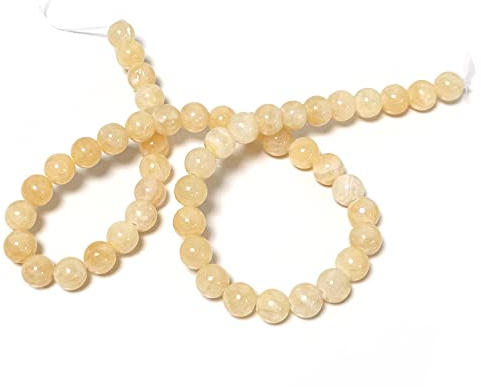 Yellow Honey Jade Grade A Plain Round Beads 8mm Strand of 46+ Pieces for Jewellery Making and More