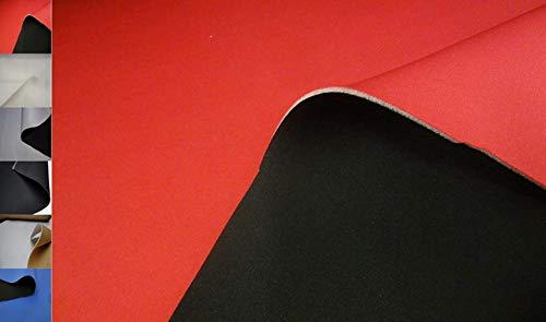 StoffBook SCHWARZ/ROT NEOPREN-IMITAT STOFF 3MM STRETCH DOUBLEFACE STOFFE, B899