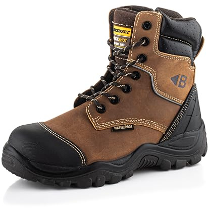 Buckler BSH008WPNM High Leg Waterproof Safety Work Boots Brown (Sizes 6-13) Men's Steel Toe Cap (9)