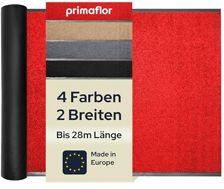 Primaflor Sauberlauf nach Maß - CLEAN, Rot, 0,90m x 7,00m, Rutschfester Schmutzfangläufer Meterware, Robuster Küchenläufer, Zuschneidbarer Teppichläufer, Eingangsmatte für Flur und Windfang