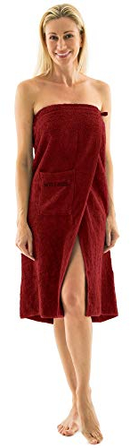 aqua-textil Wellness Saunakilt Damen 90 x 150 cm Bordeaux rot Baumwolle Saunasarong Frottee Kilt Langer Schnitt