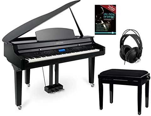 Classic Cantabile GP-A 810 Digitalflügel Set (88 Tasten mit Hammermechanik, 3-fach Sensorik, 1200 Voices, Bluetooth, inkl. Bank, Kopfhörer Schule) schwarz Hochglanz