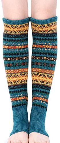 Kordear Women Leg Warmers - Winter Warm Knee Leg Warmer Ladies Crochet Knitted Long Boot Cuffs Socks Soft Cosy Ankle Warmer Footless Knee Socks with Bohimina Pattern for Women Girls Yoga UK
