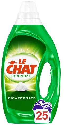 Le Chat L'Expert Bicarbonate – Lessive Liquide – 25 Lavages (1.25L) – Lessive efficace même à froid – Lessive linge blanc et coloré