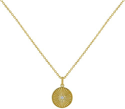 LES POULETTES BIJOUX - Collier Plaqué Or Médaille Ronde Rose des Vents et Strass