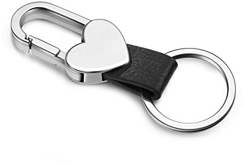 PESOENTH Porte-clés de voiture en cuir noir pour homme Non-Engraving Noir (cœur)