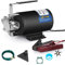 FLOWPAC 12V Water Pump 1/10 HP 330 GPH Water Transfer Pump with 3/4 inch Ports Suction Hose and Spare Parts Electric Water Pump Utility Pump-Black